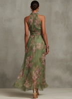 Livia™ | Elegant Floral Maxi Halter Dress