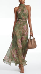 Livia™ | Elegant Floral Maxi Halter Dress
